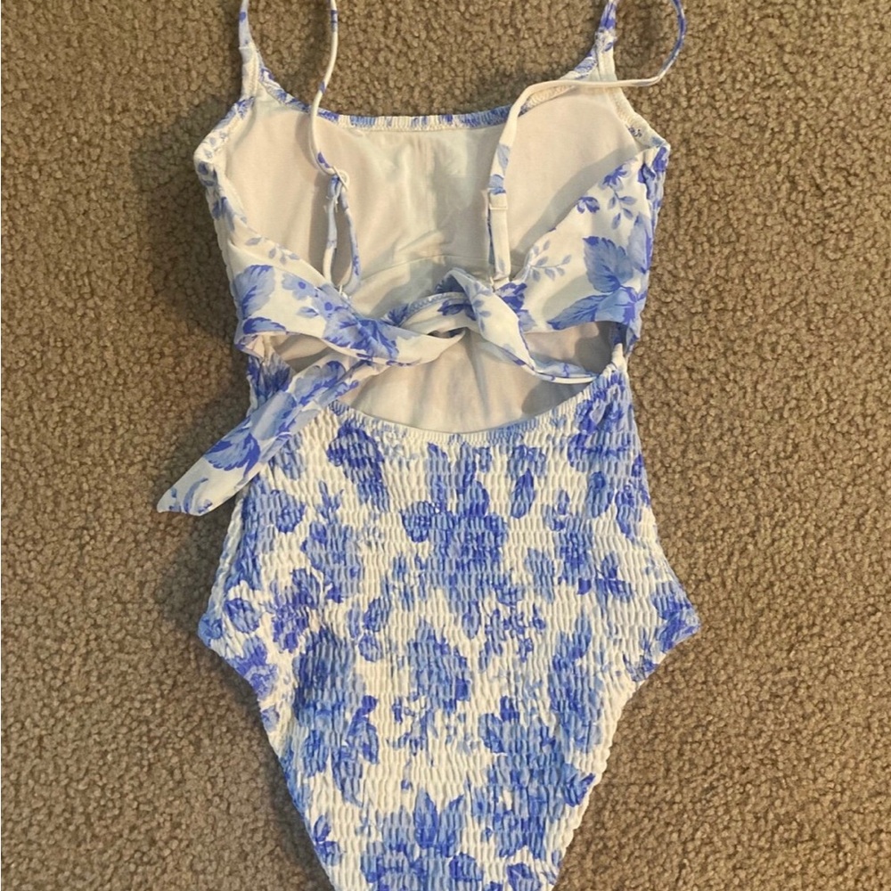 Blue Floral Aerie Swimsuit - Picture 2 of 5